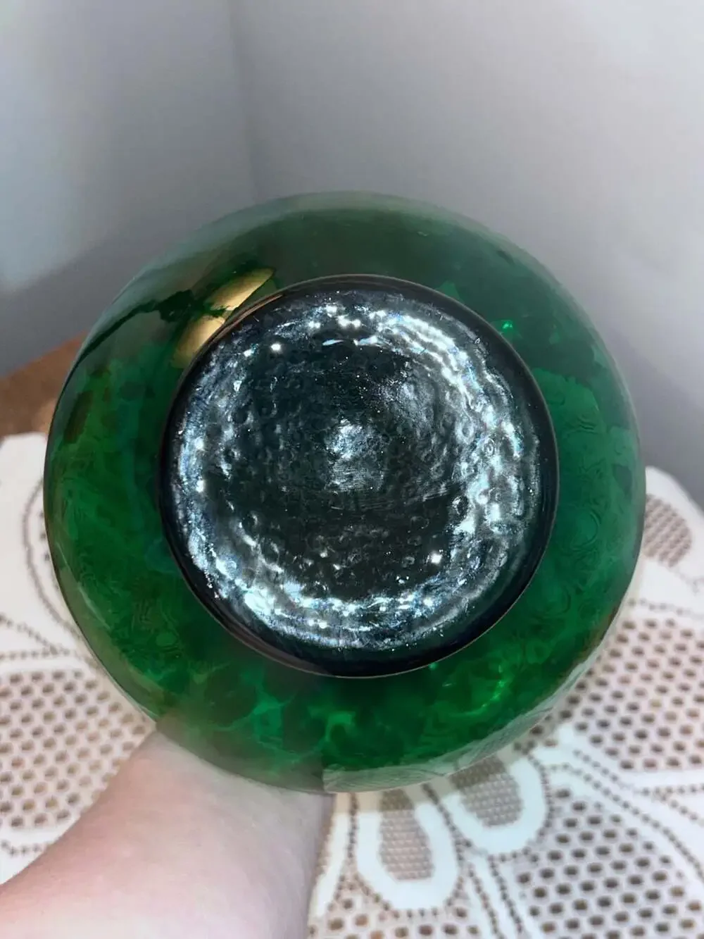 Vintage Mid-Century Italian Empoli Emerald Green Art Glass Two-Handle Vase